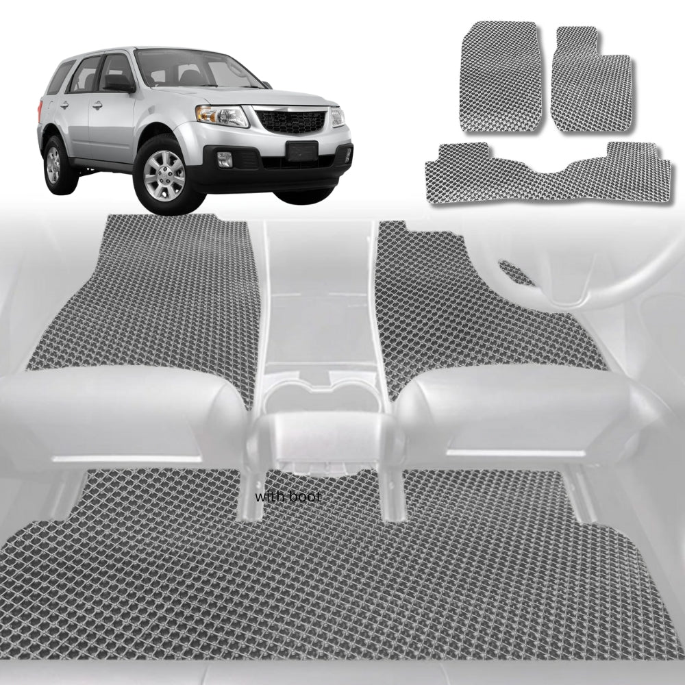 6D Diamond Car Floor Mats for Mazda 2 2007-2014-Full Set-Grey-Outback GT