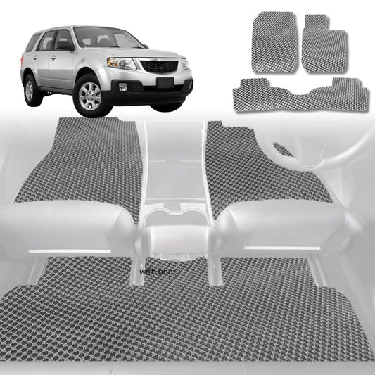 6D Diamond Car Floor Mats for Mazda 2 2007-2014-Full Set-Grey-Outback GT