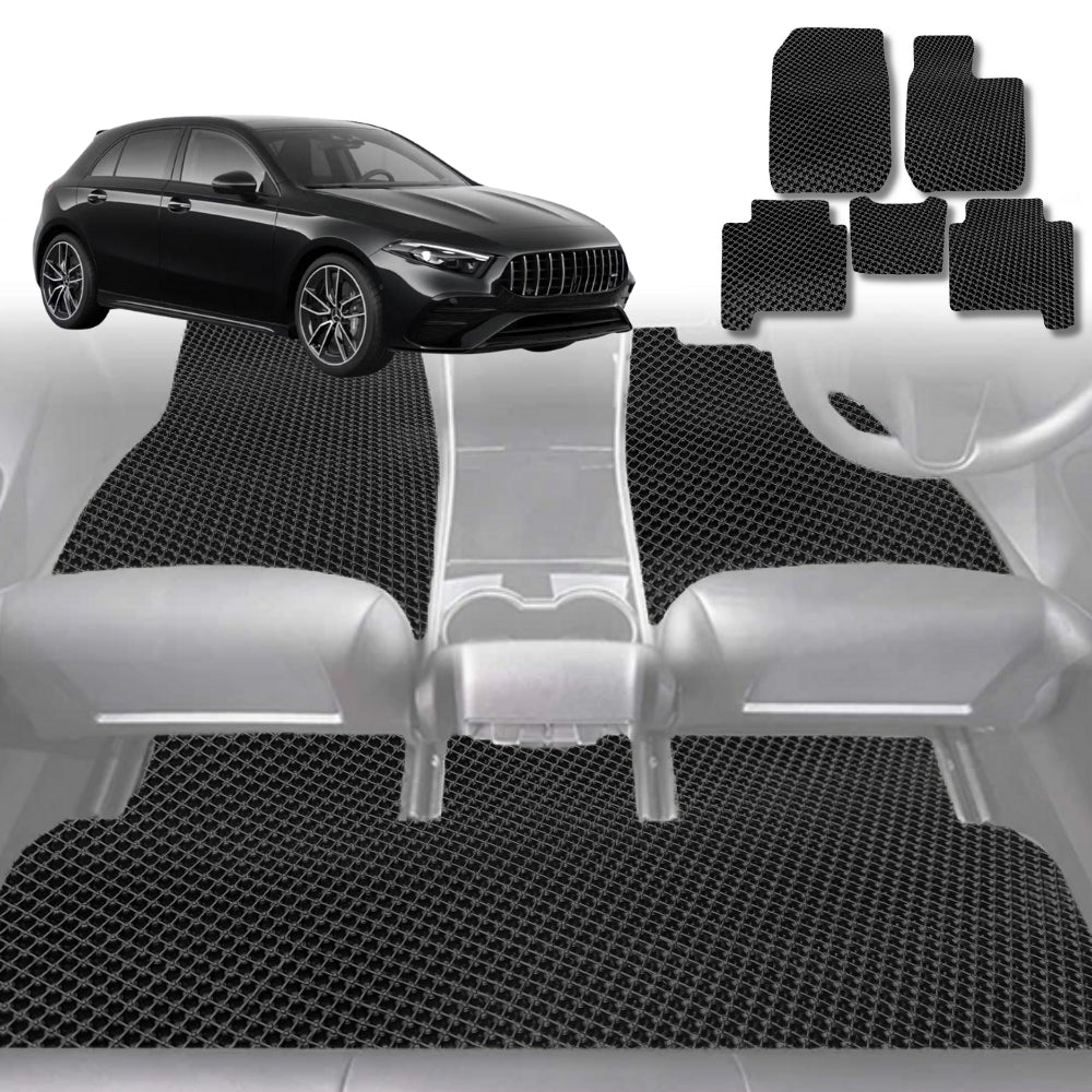 6D Diamond Car Floor Mats for Mercedes-Benz A-Class (W177)2018-Current-Full Set-Black-Outback GT