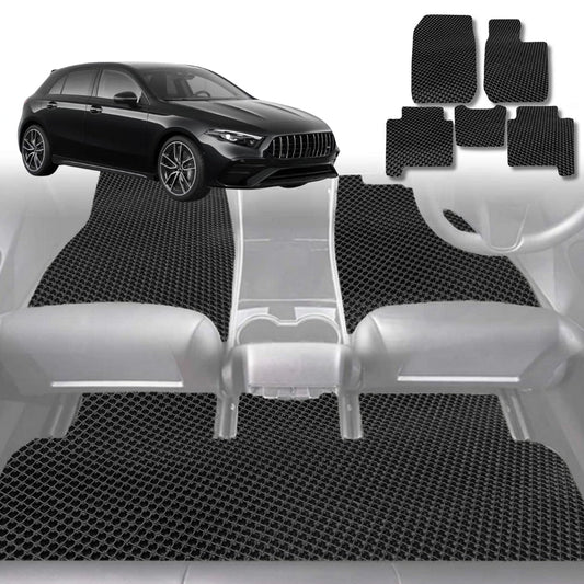 6D Diamond Car Floor Mats for Mercedes-Benz A-Class (W177)2018-Current-Full Set-Black-Outback GT