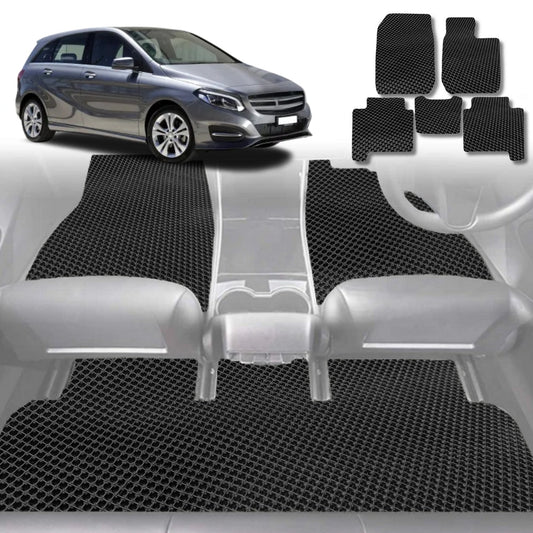 6D Diamond Car Floor Mats for Mercedes-Benz B-Class (W246)2011-2018-Full Set-Black-Outback GT