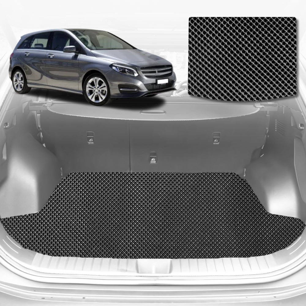 6D Diamond Car Boot Mat for Mercedes-Benz B-Class (W246)2011-2018-Hatch-Cargo Mat-Black-Outback GT