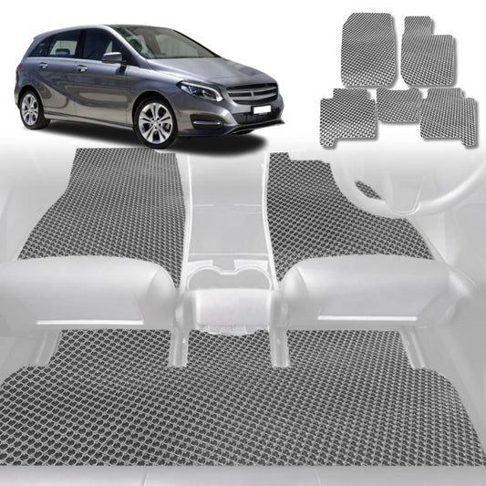 6D Diamond Car Floor Mats for Mercedes-Benz B-Class (W246)2011-2018-Full Set-Grey-Outback GT