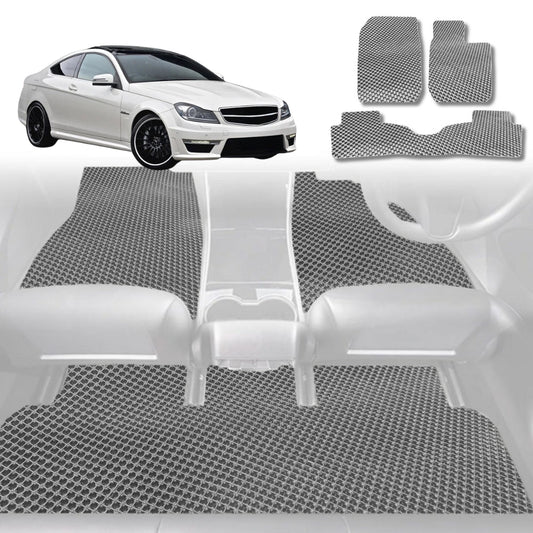 6D Diamond Car Floor Mats for Mercedes-Benz C-Class Coupe (W204)2007-2014-Full Set-Grey-Outback GT