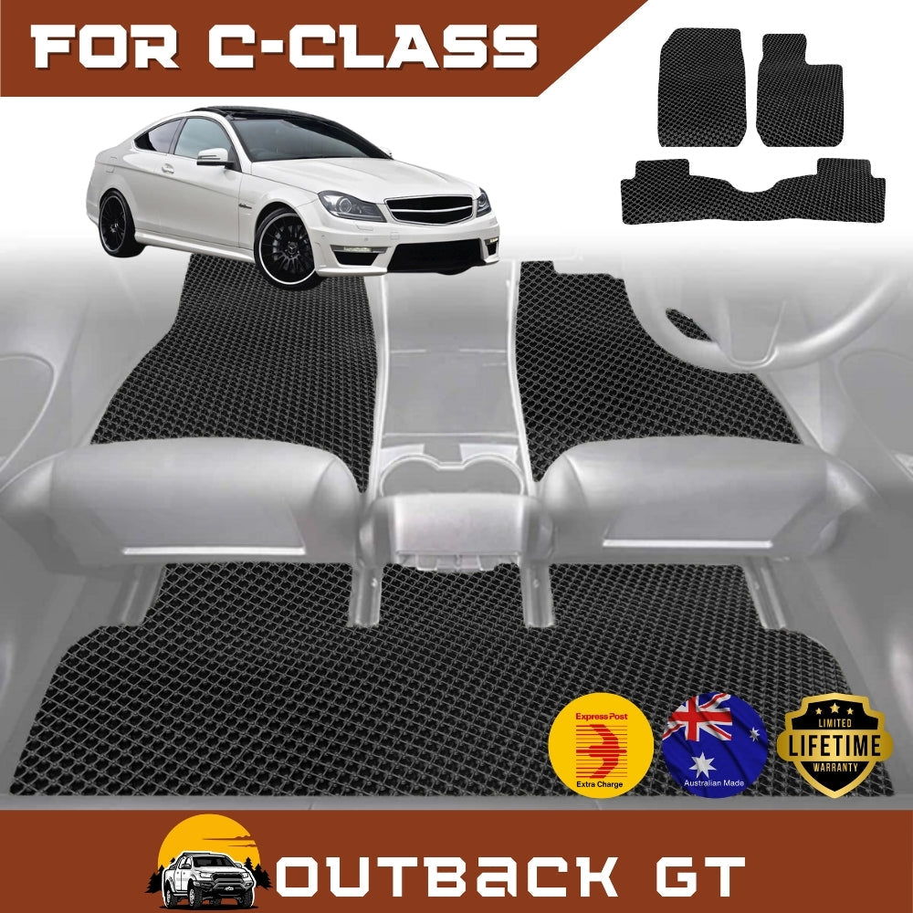 6D Diamond Car Floor Mats for Mercedes-Benz C-Class Coupe (W204)2007-2014 Full Set | Heavy Duty Carpet Liner