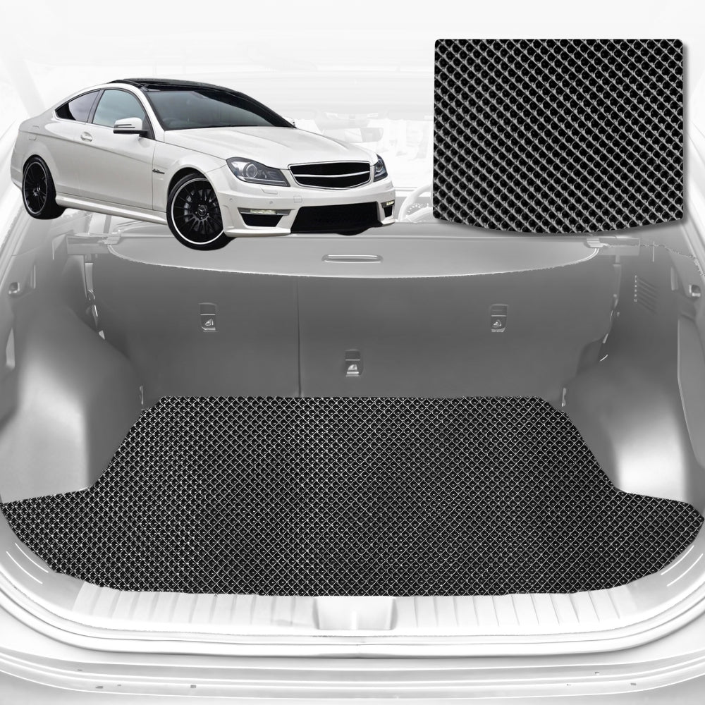 6D Diamond Car Boot Mat for Mercedes-Benz C-class Coupe (W204)2007-2014-Cargo Mat-Black-Outback GT