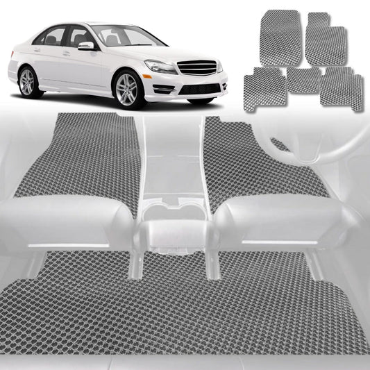 6D Diamond Car Floor Mats for Mercedes-Benz C-class Sedan (W204)2007-2014-Full Set-Grey-Outback GT