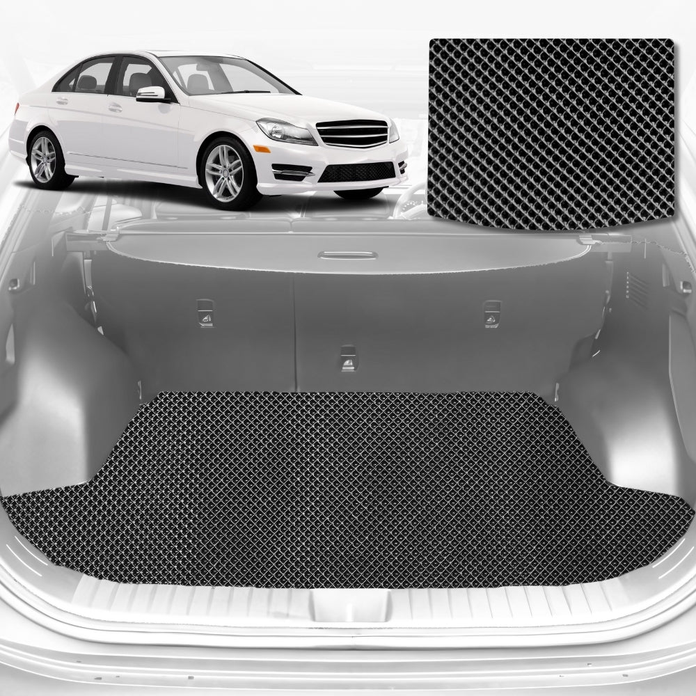 6D Diamond Car Boot Mat for Mercedes-Benz C-class Sedan (W204)2007-2014-Sedan-Cargo Mat-Black-Outback GT