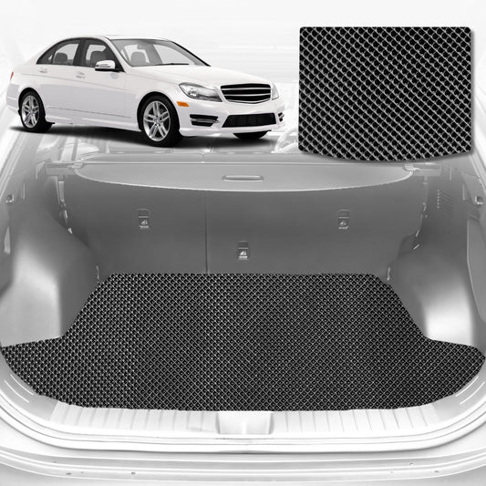 6D Diamond Car Boot Mat for Mercedes-Benz C-class Sedan (W204)2007-2014-Sedan-Cargo Mat-Black-Outback GT