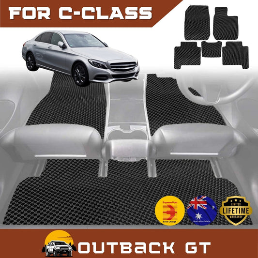 6D Diamond Car Floor Mats for Mercedes-Benz C-class Sedan (W205)2014-2021 Full Set | Heavy Duty Carpet Liner