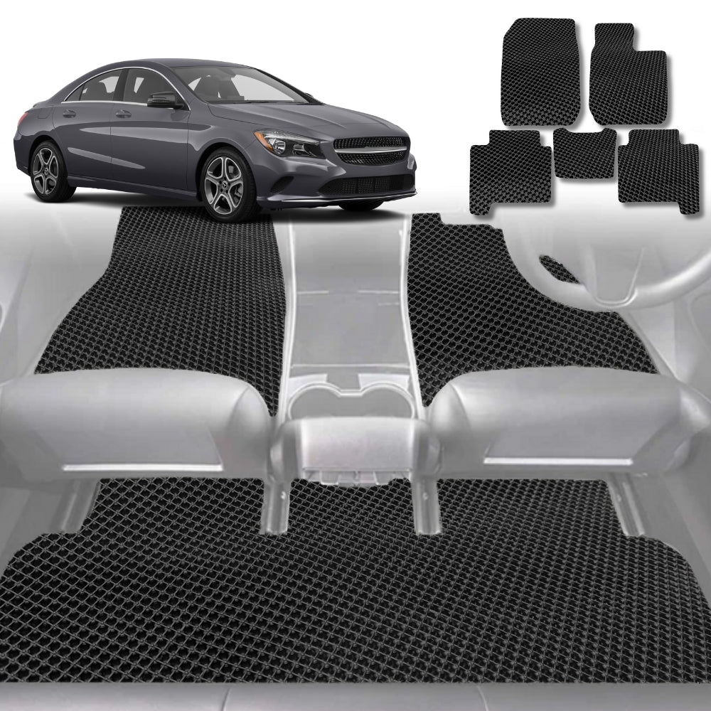 6D Diamond Car Floor Mats for Mercedes-Benz CLA-Class (C117)2013-2019-Full Set-Black-Outback GT