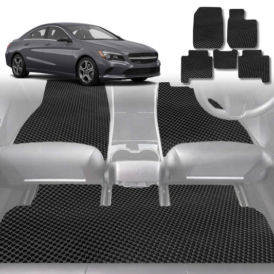 6D Diamond Car Floor Mats for Mercedes-Benz CLA-Class (C117)2013-2019-Full Set-Black-Outback GT