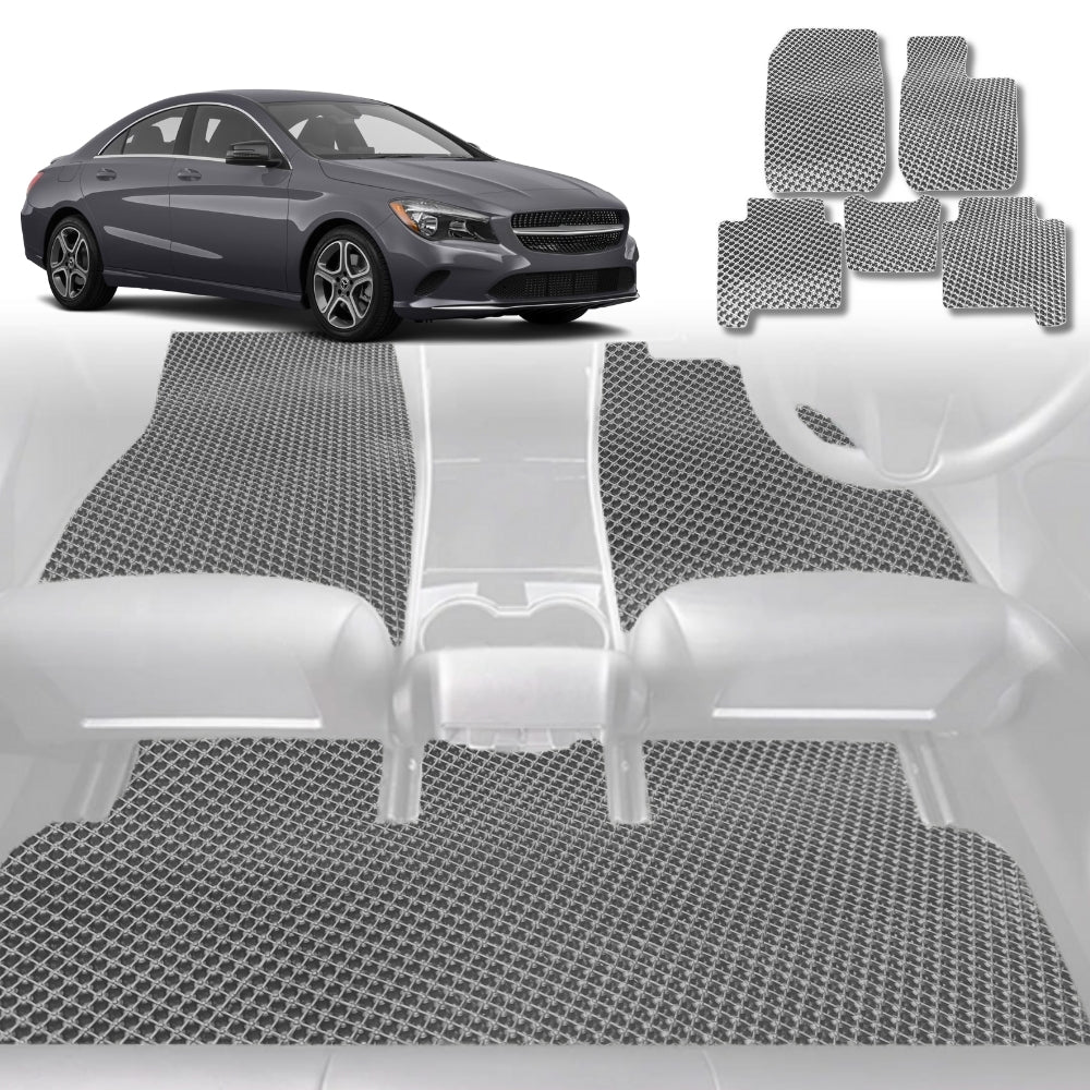 6D Diamond Car Floor Mats for Mercedes-Benz CLA-Class (C117)2013-2019-Full Set-Grey-Outback GT