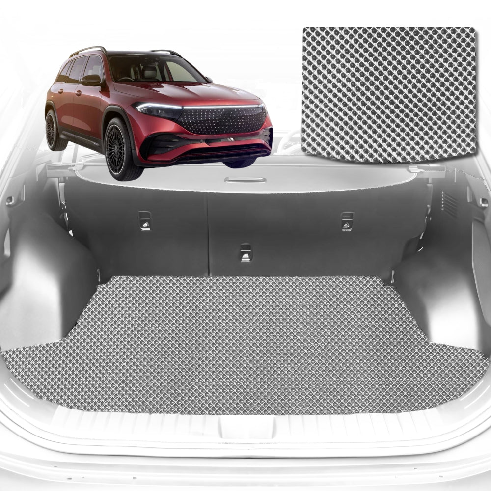 6D Diamond Car Boot Mat for Mercedes-Benz EQB SUV (X243)2022-Current-(3rd Row seats up/7 seater)-Cargo Mat-Grey-Outback GT