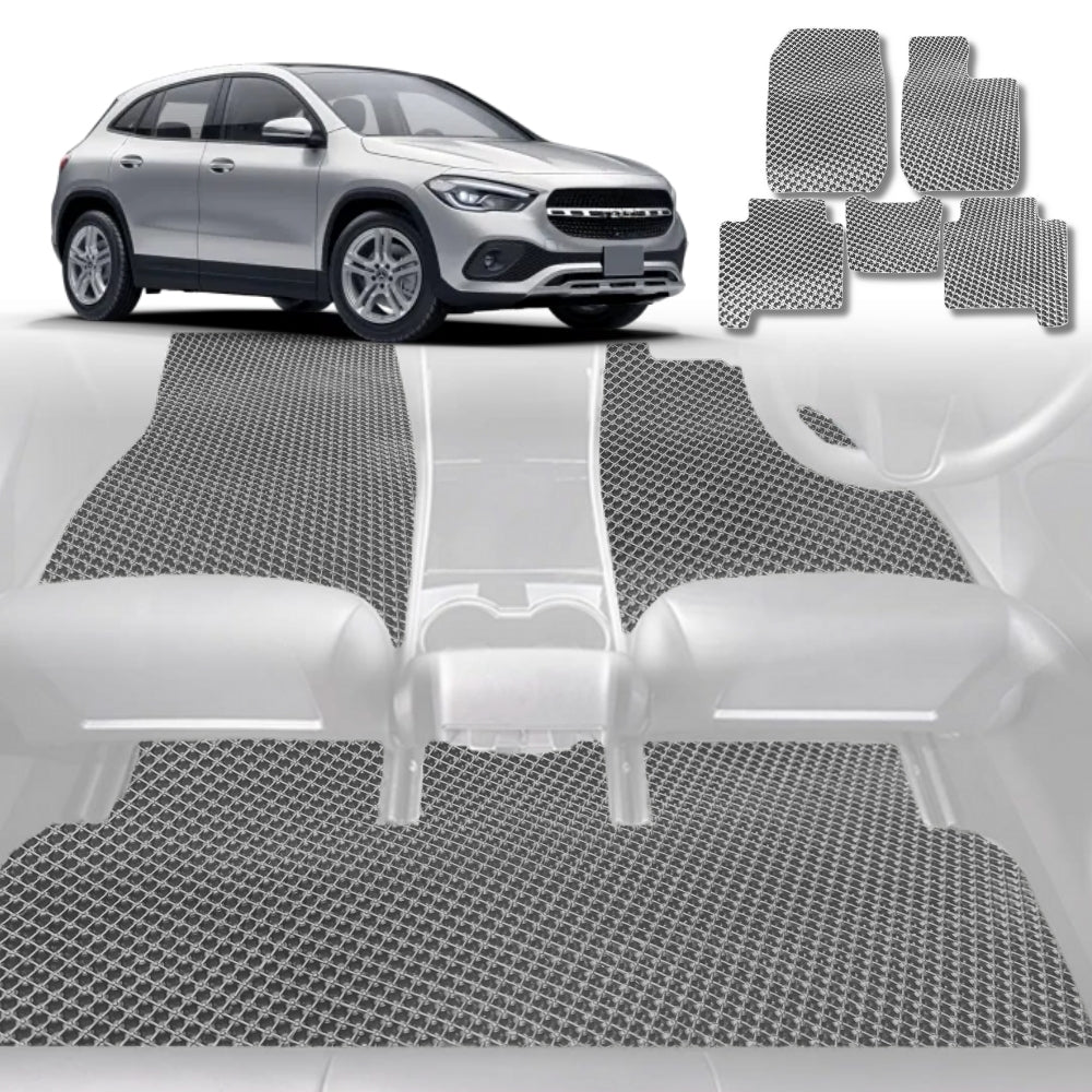 6D Diamond Car Floor Mats for Mercedes-Benz GLA SUV 2020-Current-Full Set-Grey-Outback GT