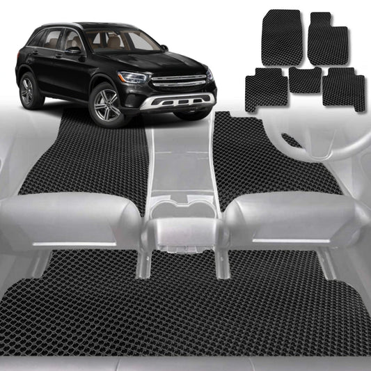 6D Diamond Car Floor Mats for Mercedes-Benz GLC SUV (X253)2015-2022-Full Set-Black-Outback GT