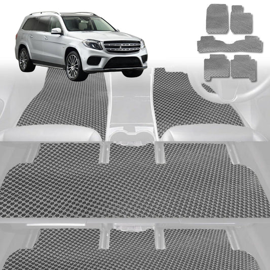 6D Diamond Car Floor Mats for Mercedes-Benz GLS-Class (X166)2012-2019-Ultimate Set-Grey-Outback GT