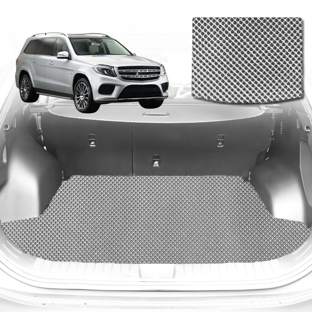 6D Diamond Car Boot Mat for Mercedes-Benz GLS-Class (X166)2012-2019-(3rd Row seats up/7 seater)-Cargo Mat-Grey-Outback GT