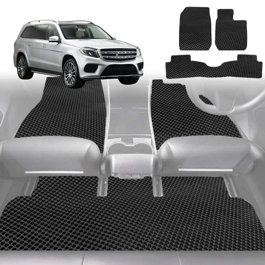 6D Diamond Car Floor Mats for Mercedes-Benz GLS-Class (X166)2012-2019-Ultimate Set-Black-Outback GT