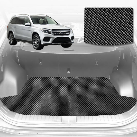 6D Diamond Car Boot Mat for Mercedes-Benz GLS-Class (X166)2012-2019-(3rd Row folded/5 seater)-Cargo Mat-Black-Outback GT