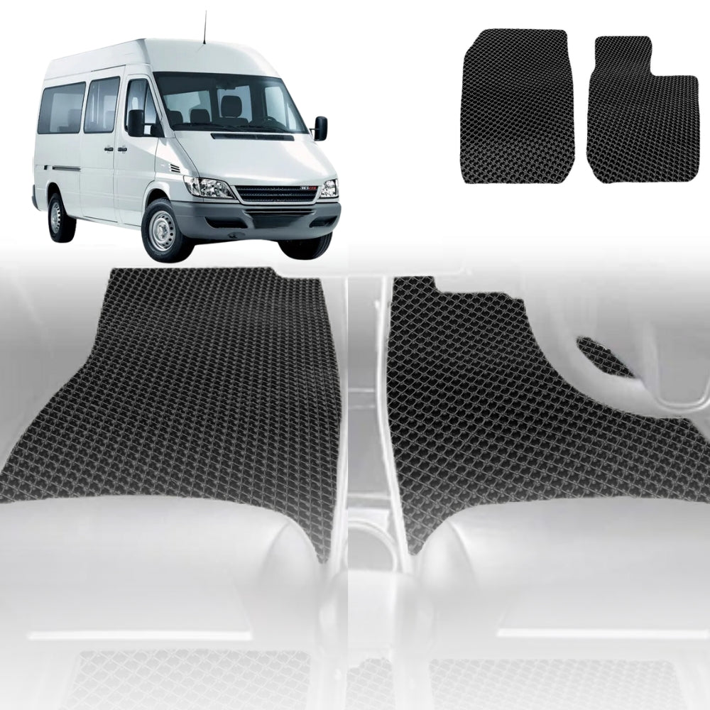 6D Diamond Car Floor Mats for Mercedes-Benz Sprinter 2006-Current-Front Set-Black-Outback GT