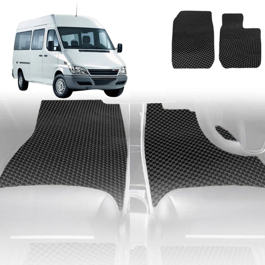 6D Diamond Car Floor Mats for Mercedes-Benz Sprinter 2006-Current-Front Set-Black-Outback GT