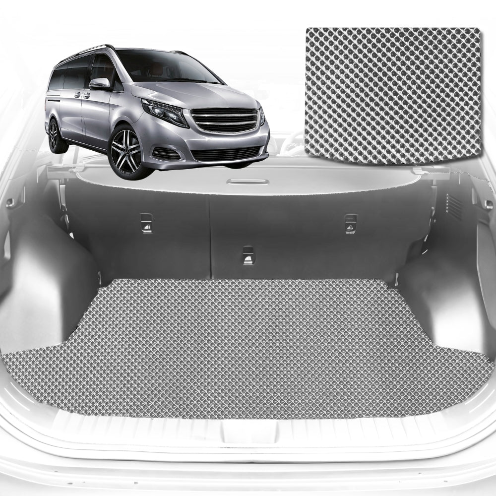 6D Diamond Car Boot Mat for Mercedes-Benz V-Class (3rd Gen, W447)2014-Current-Cargo Mat-Grey-Outback GT