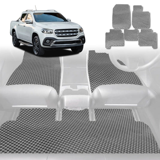 6D Diamond Car Floor Mats for Mercedes-Benz X-Class Ute2017-2021-Full Set-Grey-Outback GT