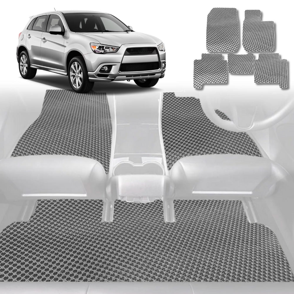 6D Diamond Car Floor Mats for Mitsubishi ASX 2010-Current-Full Set-Grey-Outback GT