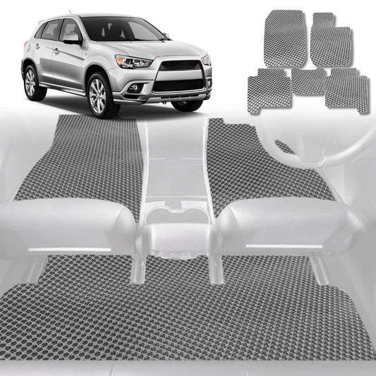 6D Diamond Car Floor Mats for Mitsubishi ASX 2010-Current-Full Set-Grey-Outback GT