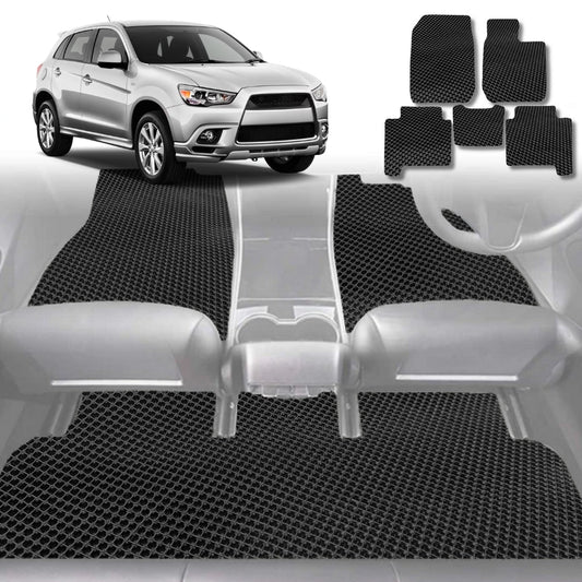 6D Diamond Car Floor Mats for Mitsubishi ASX 2010-Current-Full Set-Black-Outback GT