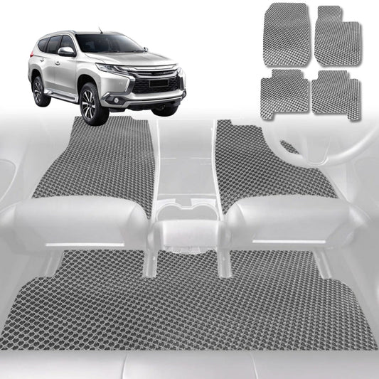 6D Diamond Car Floor Mats for Mitsubishi Challenger 2008-2016-Full Set-Grey-Outback GT