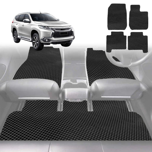 6D Diamond Car Floor Mats for Mitsubishi Challenger 2008-2016-Full Set-Black-Outback GT
