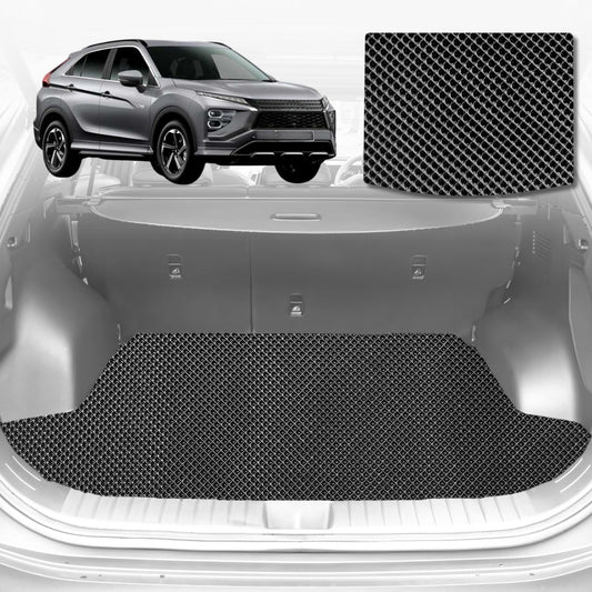 6D Diamond Car Boot Mat for Mitsubishi Eclipse Cross YA2017-Current-with flaps-Cargo Mat-Black-Outback GT