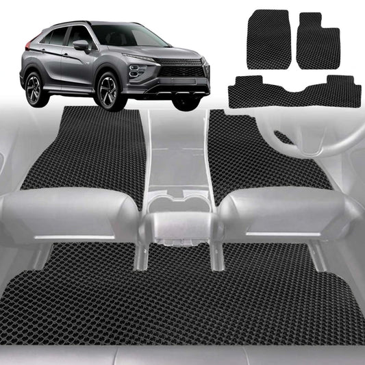 6D Diamond Car Floor Mats for Mitsubishi Eclipse Cross 2017-Current-Full Set-Black-Outback GT