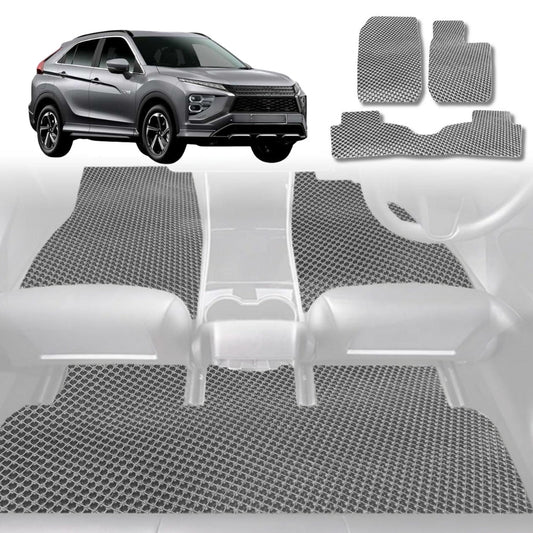 6D Diamond Car Floor Mats for Mitsubishi Eclipse Cross 2017-Current-Full Set-Grey-Outback GT