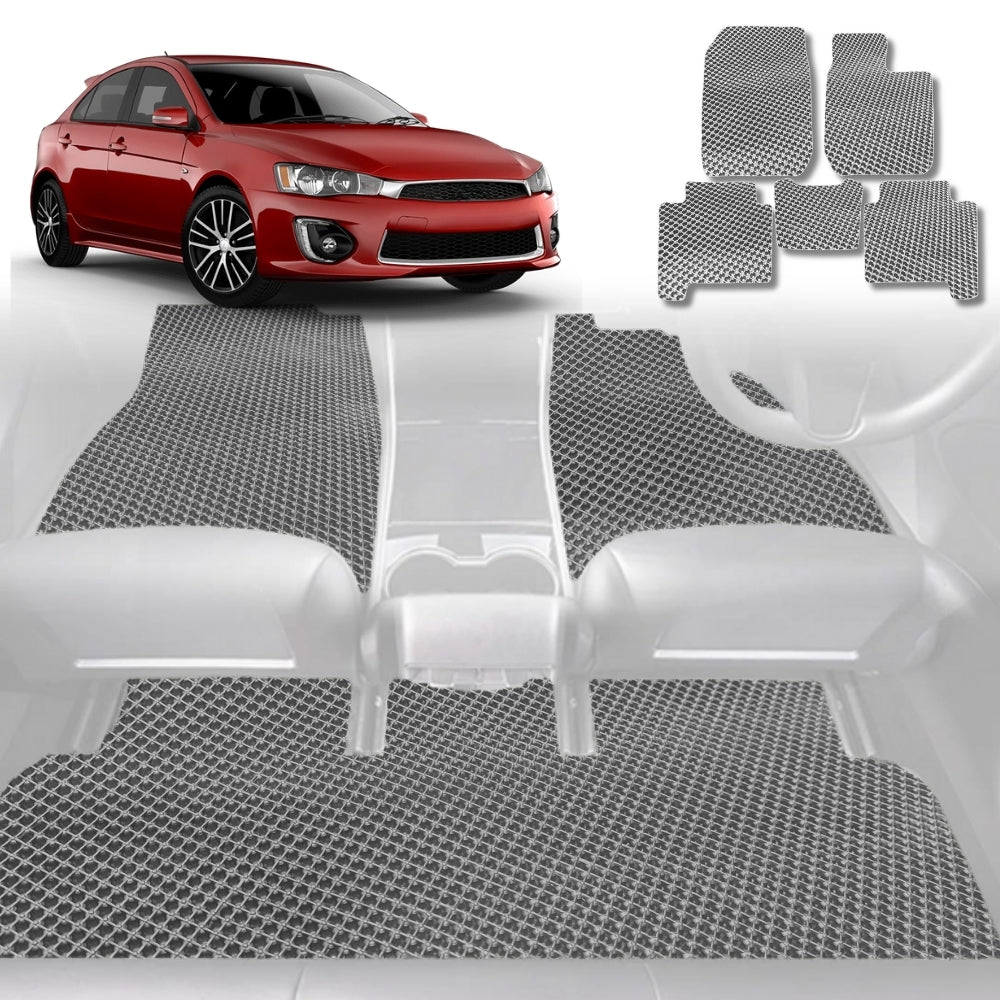 6D Diamond Car Floor Mats for Mitsubishi Lancer 2007-2017 Manual Full Set-Grey-Outback GT