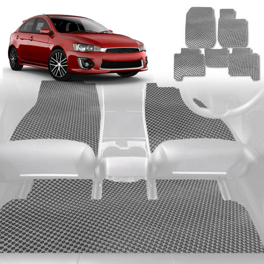 6D Diamond Car Floor Mats for Mitsubishi Lancer 2007-2017 Manual Full Set-Grey-Outback GT