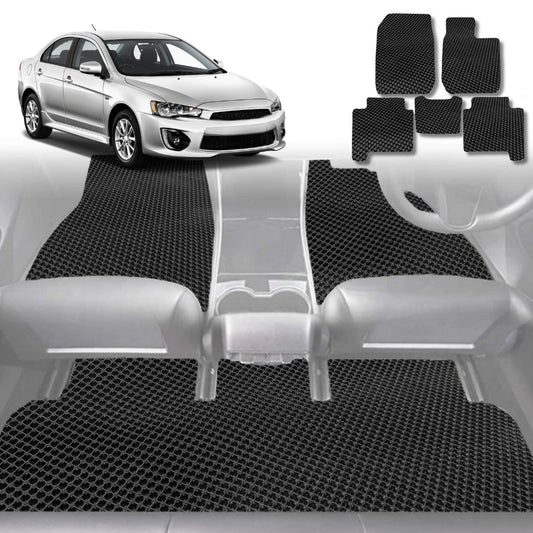 6D Diamond Car Floor Mats for Mitsubishi Lancer 2007-2017-Full Set-Black-Outback GT