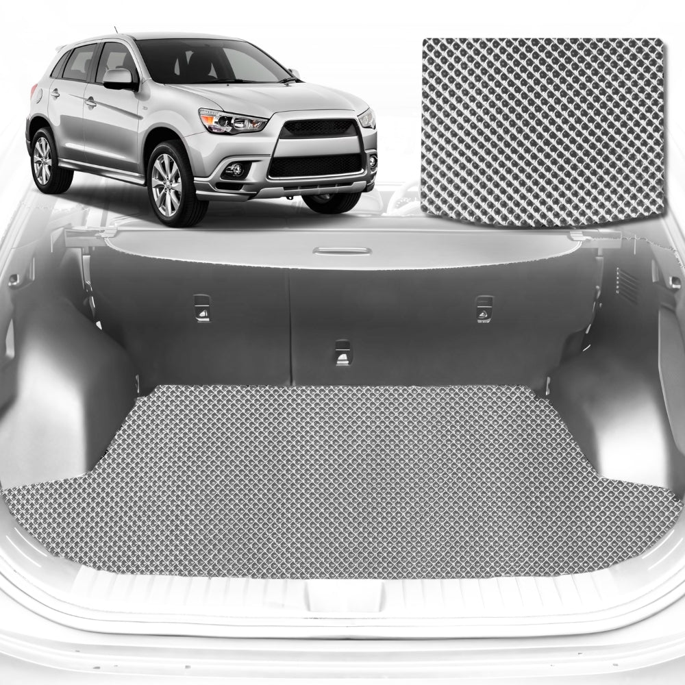 6D Diamond Car Boot Mat for Mitsubishi Outlander (CW/ZG/ZH)2006-2012-(3rd Row seats up/7 seater)-Cargo Mat-Grey-Outback GT