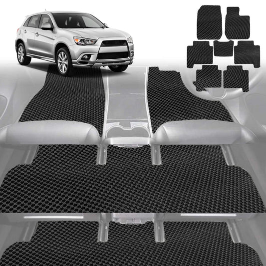 6D Diamond Car Floor Mats for Mitsubishi Outlander 2006-2012-Full Set-Black-Outback GT