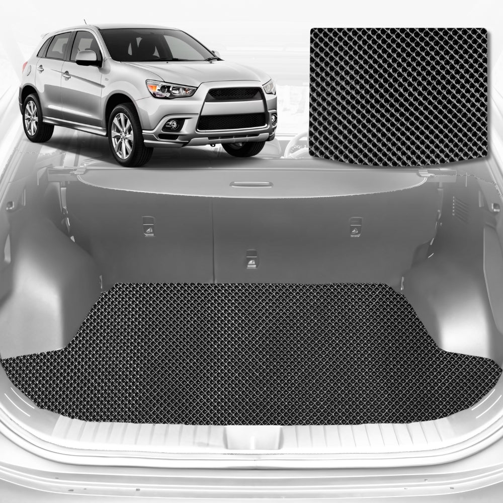 6D Diamond Car Boot Mat for Mitsubishi Outlander (CW/ZG/ZH)2006-2012-(3rd Row seats up/7 seater)-Cargo Mat-Black-Outback GT