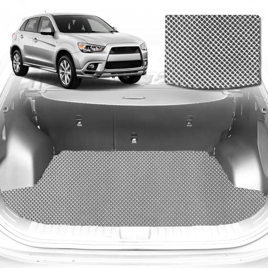 6D Diamond Car Boot Mat for Mitsubishi Outlander (CW/ZG/ZH)2006-2012-(3rd Row folded/5 seater)-Cargo Mat-Grey-Outback GT