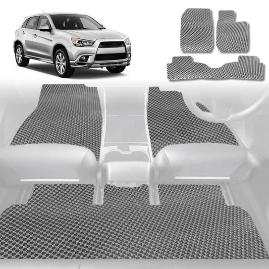 6D Diamond Car Floor Mats for Mitsubishi Outlander 2006-2012-Full Set-Grey-Outback GT