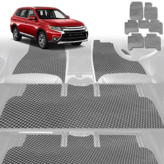6D Diamond Car Floor Mats for Mitsubishi Outlander 2018-2021-Ultimate Set-Grey-Outback GT