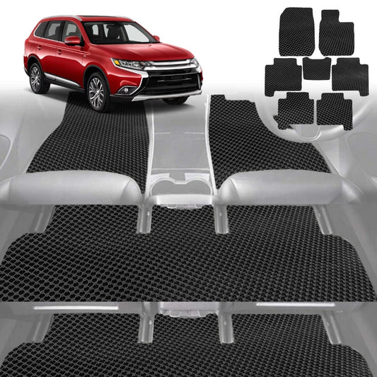 6D Diamond Car Floor Mats for Mitsubishi Outlander 2012-2018-Ultimate Set-Black-Outback GT