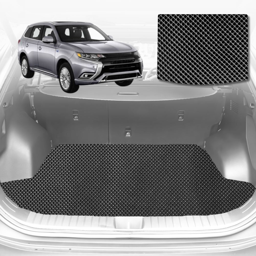 6D Diamond Car Boot Mat for Mitsubishi Outlander (ZJ/ZK/ZL)2018-2021-Cargo Mat-Black-Outback GT