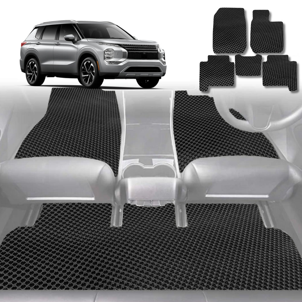 6D Diamond Car Floor Mats for Mitsubishi Outlander 2022-Current-Ultimate Set-Black-Outback GT