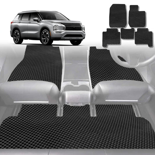 6D Diamond Car Floor Mats for Mitsubishi Outlander 2022-Current-Ultimate Set-Black-Outback GT