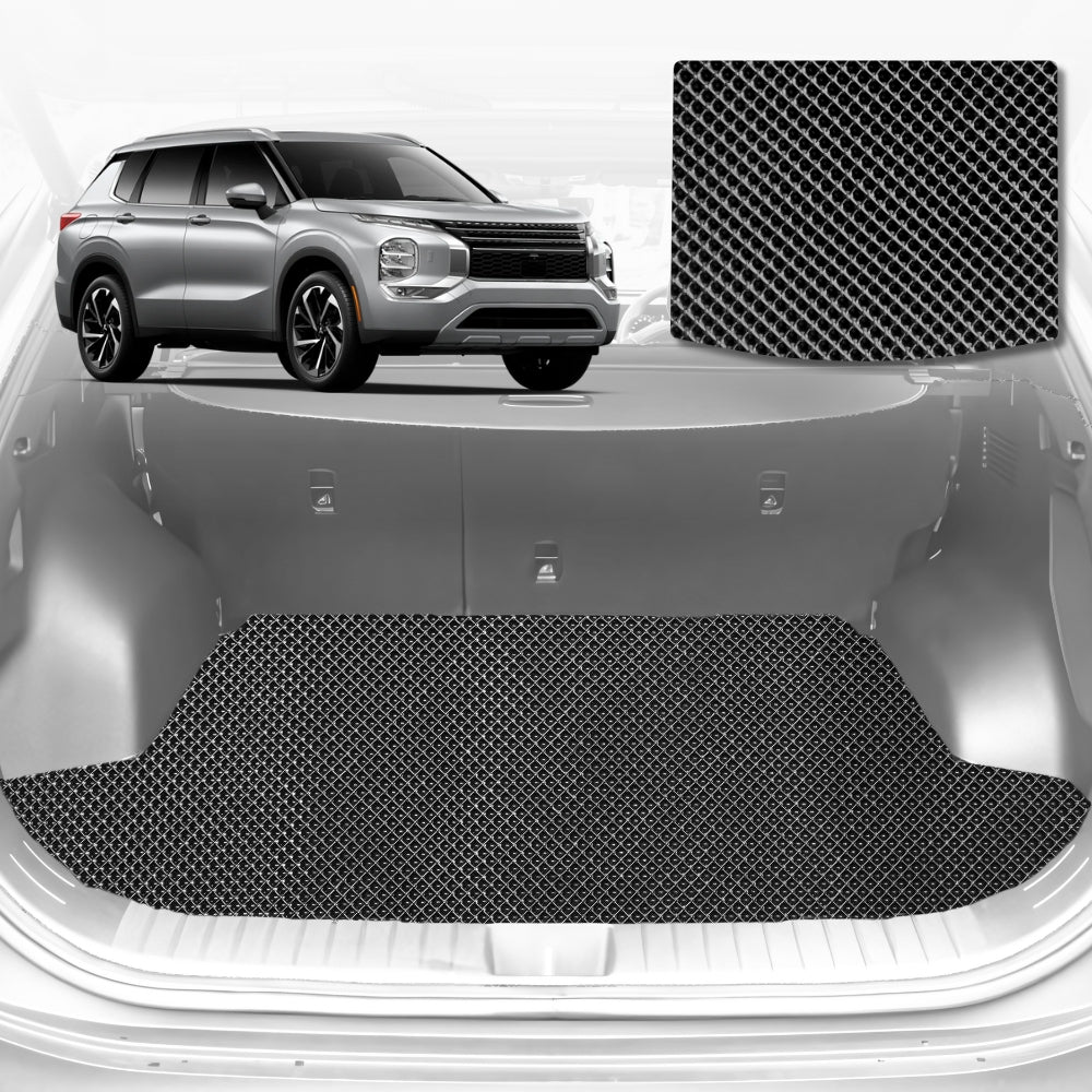 6D Diamond Car Boot Mat for Mitsubishi Outlander (ZM) 2022-Current-(3rd Row folded/5 seater)-Cargo Mat-Black-Outback GT